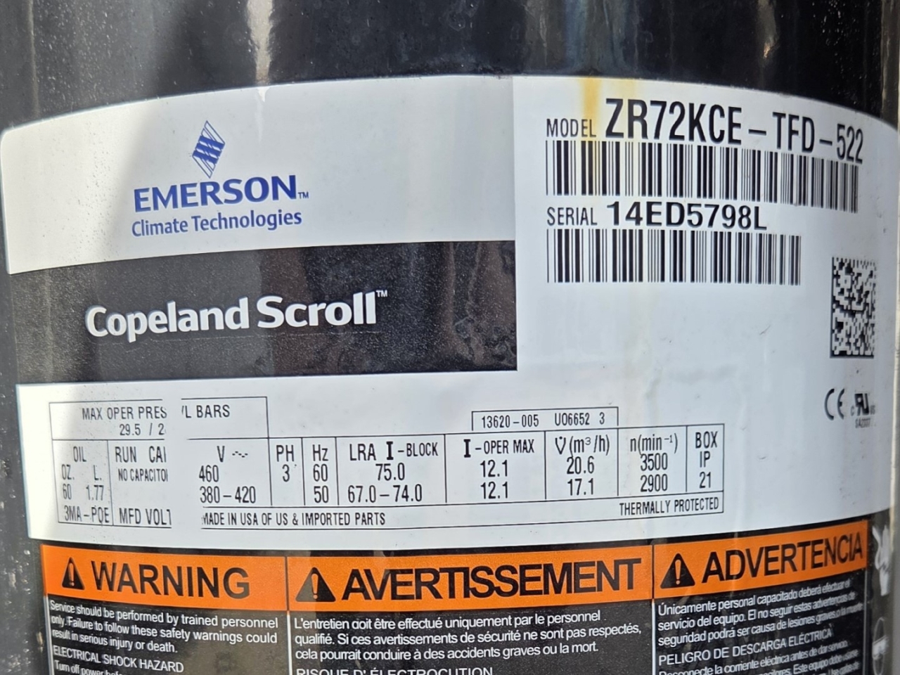 Used Carrier 50TGQ140405 package heat pump rooftop unit on Freon R407C ...