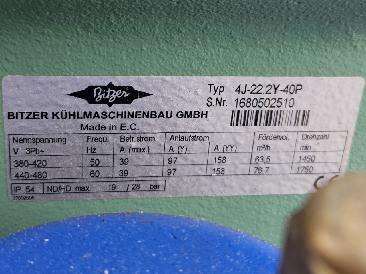 Used Bitzer 4J-22.2Y-40P (x2) & 4VES-10Y-40P (x1) Freon compressor